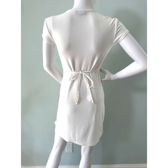 Y2k Style White Mini Dress with Embroidered Floral Detail Romantic Style size S - Picture 2 of 4